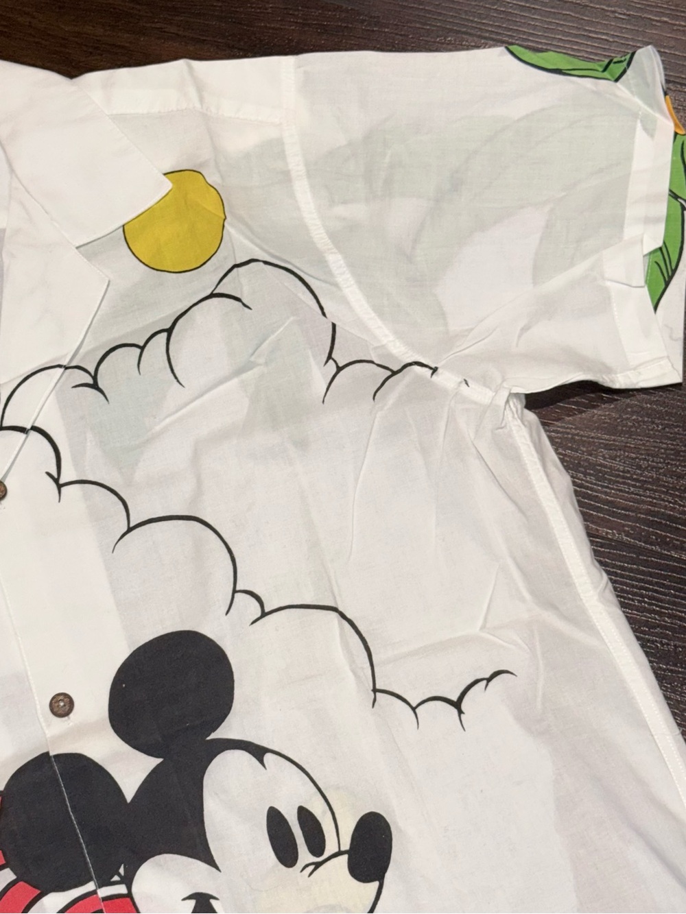 Mickey Mouse Tropical Graphic Button-Up Shirt - White & Blue - Picture 13 of 15